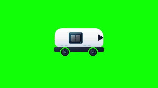 Animated Autonomous Shuttle Moving on Green Screen
