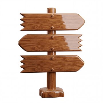 Three directional wooden signpost arrows pointing left and right