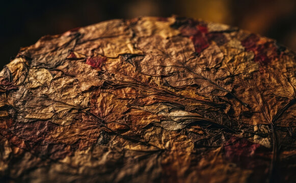 Compressed pu erh tea cake close up view, traditional fermented Chinese tea leaves texture for Asian beverage production and wellness concepts
