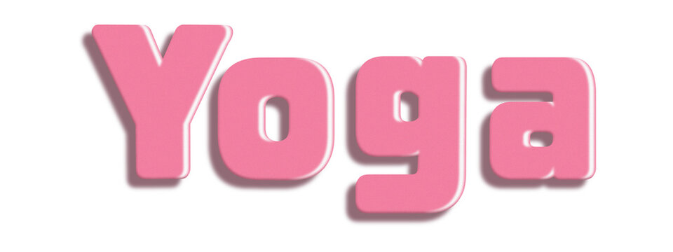 3D Pink yoga text on transparent background
