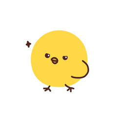 Cute yellow cartoon chick on black background © illustATAM