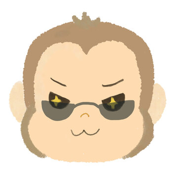 Cute serious monkey wearing sunglasses