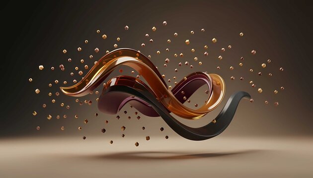 Abstract kinetic sculpture with flowing geometric forms and luxury lighting