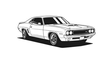 Naklejka premium Classic muscle car automotive design vintage style transportation