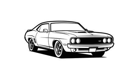 Naklejka premium Classic muscle car coupe side view vector illustration