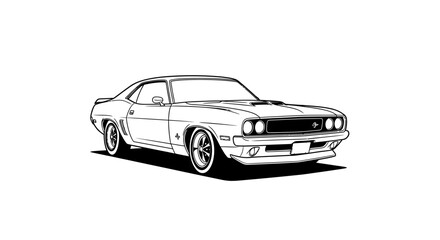 Naklejka premium Classic american muscle car illustration side view isolated