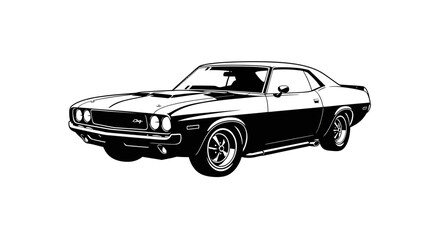 Fototapeta premium Classic american muscle car illustration with two tone design
