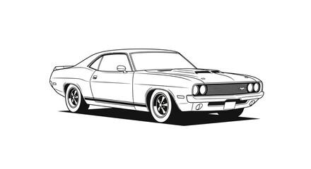 Obraz premium Classic american muscle car outline with white wall tires