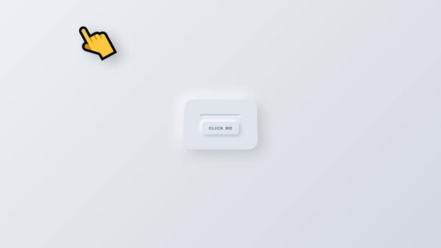 Minimal white click button by a hand pointer.