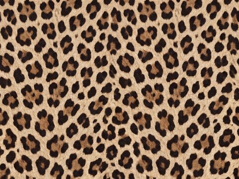 Seamless realistic leopard print pattern background with detailed animal fur texture in natural beige, brown, and black tones, perfect for modern fashion, textile design, and exotic safari decor.