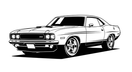 Fototapeta premium Classic american muscle car vector illustration