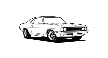 Obraz premium Classic american muscle car vector illustration isolated on white