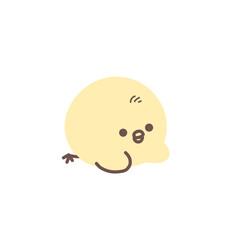 Cute yellow baby chick cartoon peeking © illustATAM