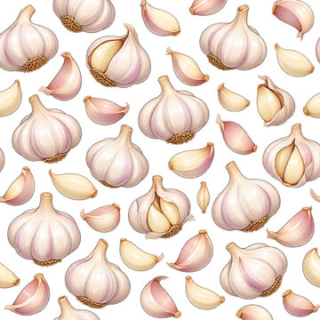 Seamless Garlic Bulb and Clove Pattern