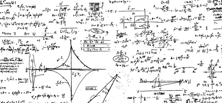 Handwritten mathematical equations and diagrams on white background mathematics formulas calculus algebra