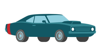 Fototapeta premium Teal Vintage Muscle Car Side View Vector Illustration Graphic Design