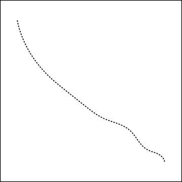 Single dashed curved line path on a white background with dotted line graphic element abstract line vector graphic line art design asset minimalist geometry connection continuous movement