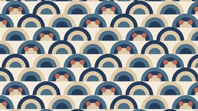 Retro geometric pattern animation with concentric semicircular arches and dots for background