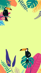 Colorful tropical toucan iPhone wallpaper, green design © Rawpixel.com
