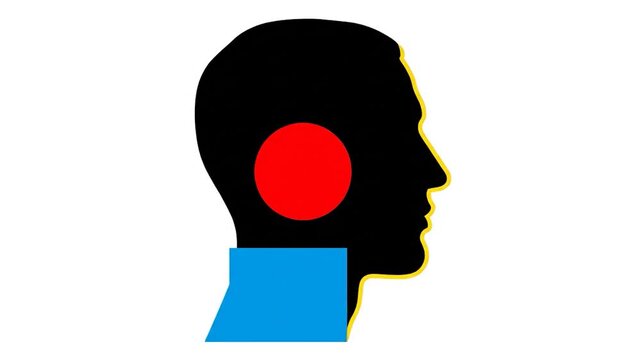 Bauhaus inspired geometric profile portrait with primary colors.