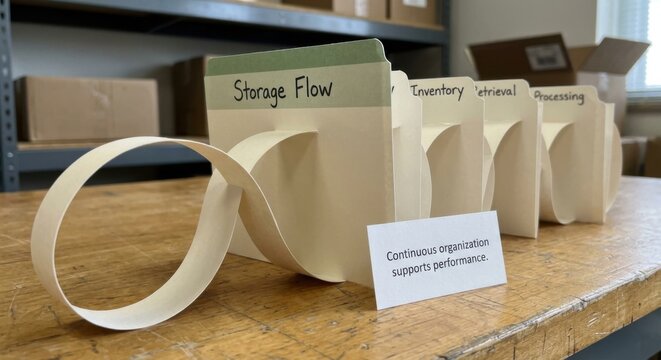 Paper Ribbon Folded into Endless Loops Illustrating Storage Flow and Inventory Management
