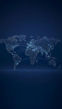 Blue World Map on a Vibrant Blue Background for Global Business, Digital Technology, Internet Communication, Networking and Worldwide Data Connection Concept