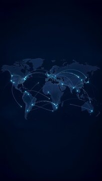 Blue World Map on a Vibrant Blue Background for Global Business, Digital Technology, Internet Communication, Networking and Worldwide Data Connection Concept