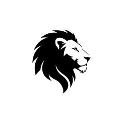 Fototapeta premium Majestic Lion Head Silhouette, Profile View, Isolated on Transparent Background
