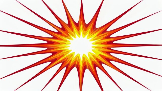 Explosive Burst Graphic Expands and Contracts on Plain Background with Vibrant Red Yellow Gradient for Dynamic Visual Effects