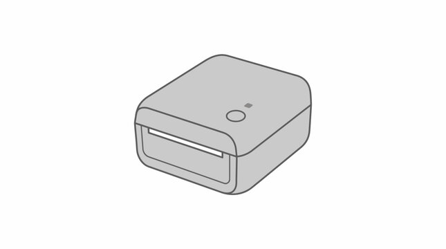 Portable label printer vector illustration for home and office organization, compact thermal printing device isolated on white background