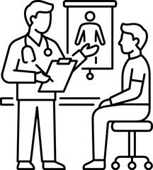 Fototapeta premium Doctor Examining Patient Icon Medical Consultation Health Checkup Clinical Visit