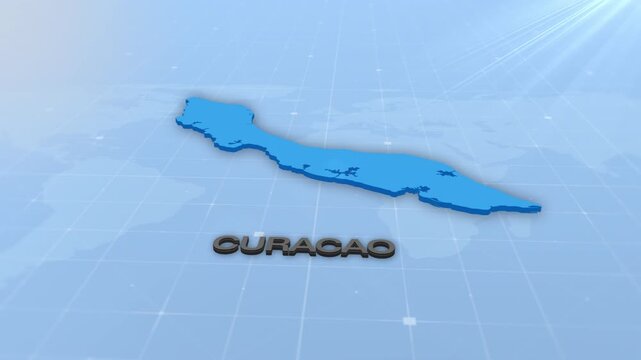 Curacao Geographic Map Animation for Digital News Studio, Geopolitical News, Infographic Graphic and Technology Presentation Concept