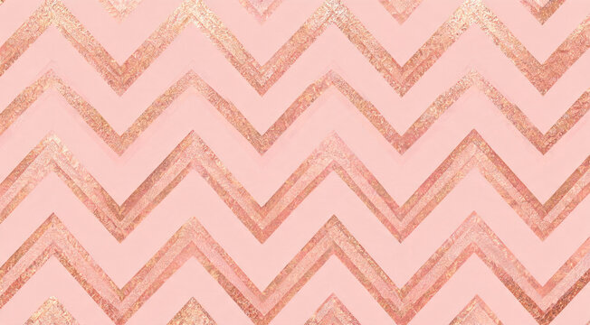 Seamless Art Deco Chevron pattern, sharp zigzag stripes, blush pink and rose gold tones. Tileable
