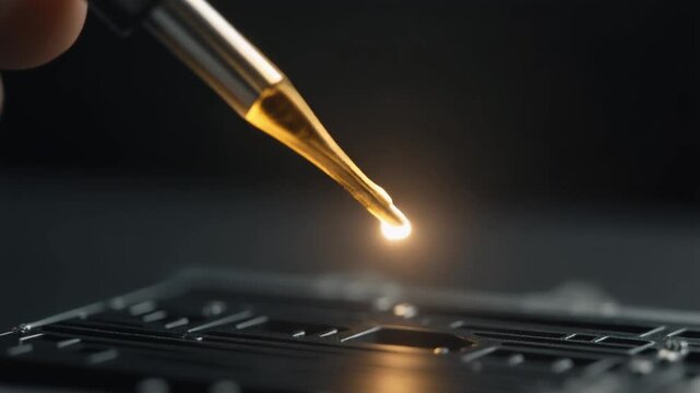 Glowing Gold Capillary Bonding Tool Tip Close-Up