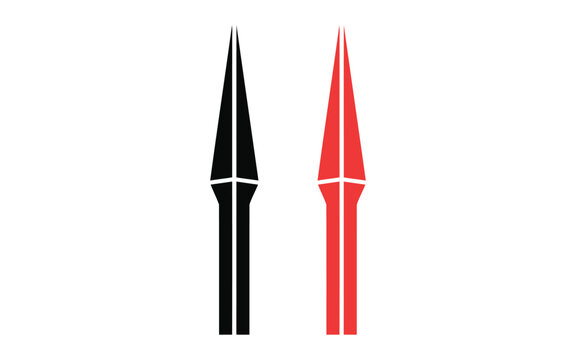 Black and red spearhead minimalist sharp silhouettes point