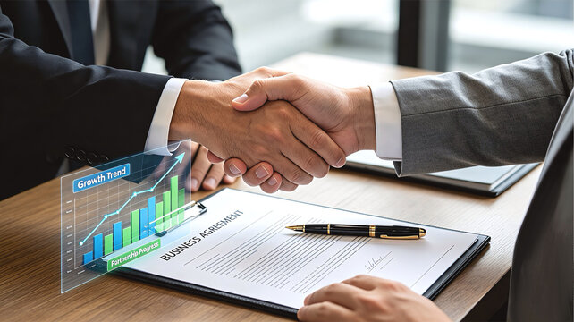 business people shaking hands in office