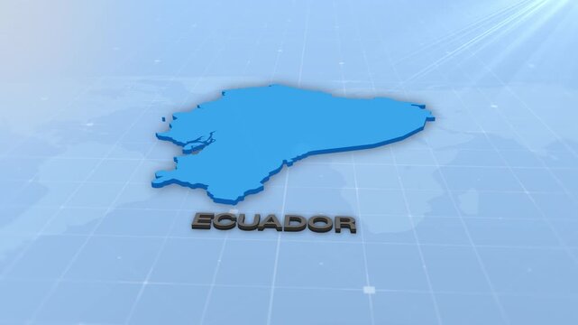 Ecuador Geographic Map Animation for Digital News Studio, Geopolitical News, Infographic Graphic and Technology Presentation Concept