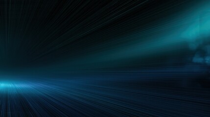 Fototapeta premium Abstract Dark Blue and Teal Light Streaks with Fog and Lens Flare Effect