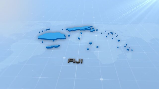 Fiji Geographic Map Animation for Digital News Studio, Geopolitical News, Infographic Graphic and Technology Presentation Concept