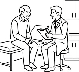Fototapeta premium Doctor Consulting Senior Patient In Medical Office Healthcare Checkup