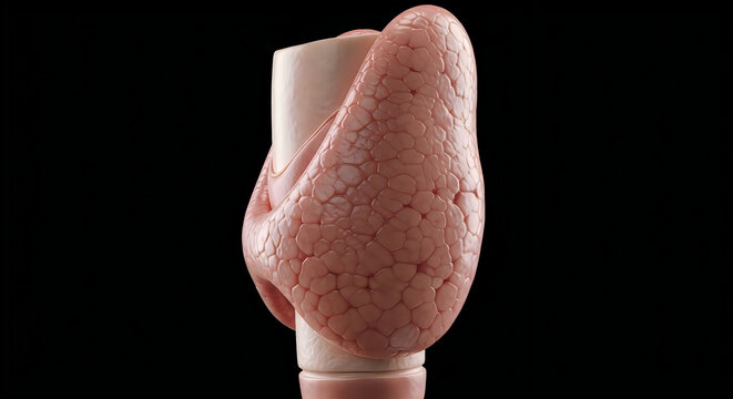 Anatomical model of a human breast with a textured surface and nipple attachment