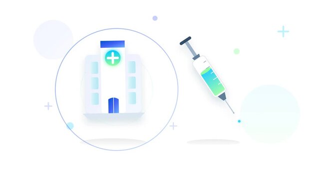 Animasi Floating Parallax Hospital Syringe 4K Motion Graphic Animation | Seamless Loop