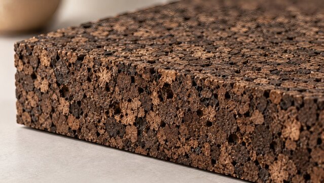Macro Close-Up of Compressed Agglomerate Black Expanded Acoustic Cork Tile