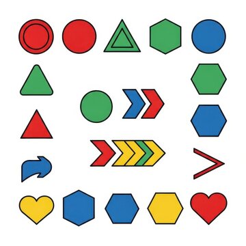 Colorful geometric shapes and objects vector set