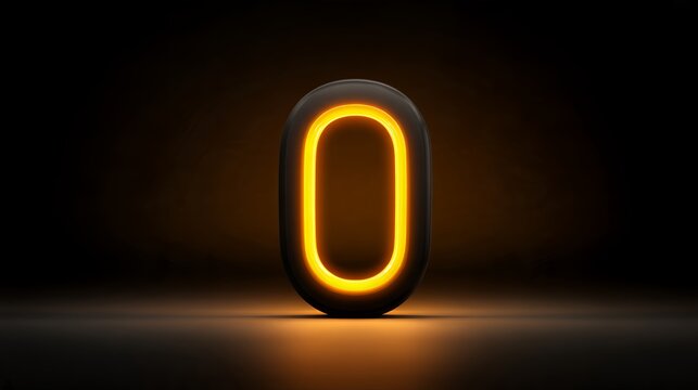 Glowing neon orange zero digit on dark background for Black Friday countdown, cyber monday deals, and technology sale concepts.