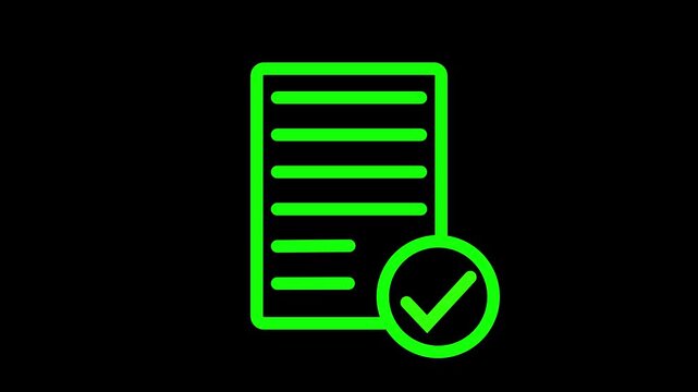 Approved document icon animated.Process, Approved, Document, Quality check, thin line icon animation.Document Approval and Signed Contract Checklist Animated Icon.
