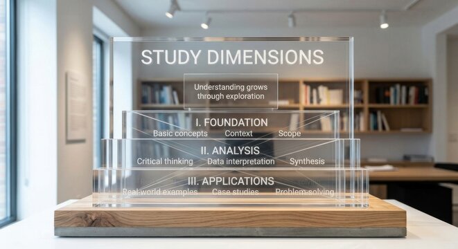Structured Acrylic Layers Displaying Study Dimensions with Foundational Analysis and Application Concepts