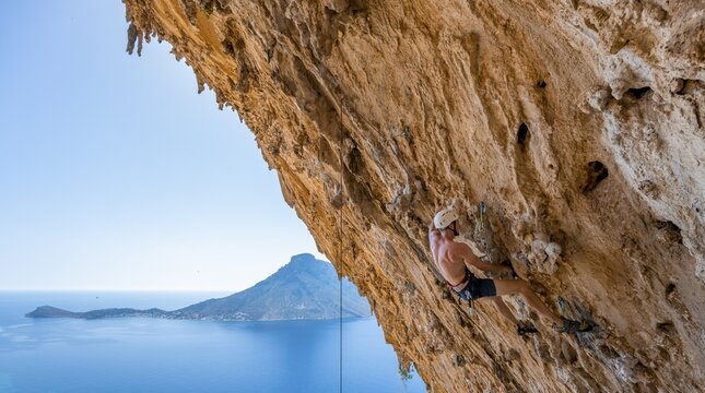 Grande Grotta, Armeos sector, lead climbing, sport climbing, Kalymnos, Dodecanese, Greece