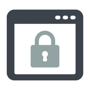Secure Website Icon With Lock Symbol Inside Browser Window Interface