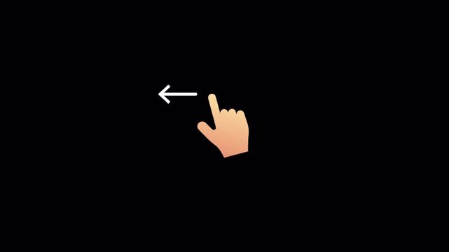 mouse hand cursor swipe left direction with arrow icon animation on transparent background, mouse cursor swiping left side with arrow icon sign animated.